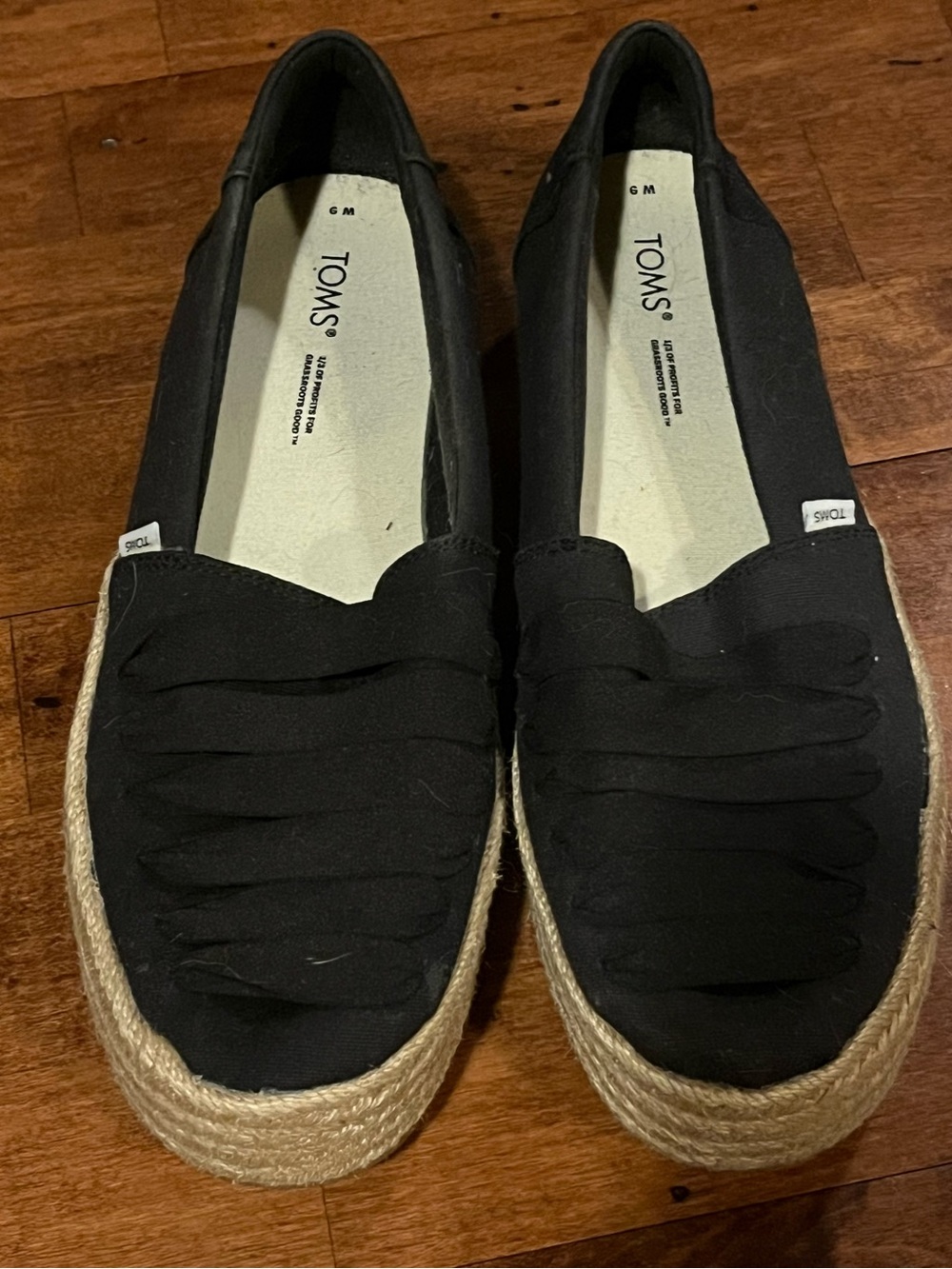 Toms Black Canvas Espadrille Slip-Ons